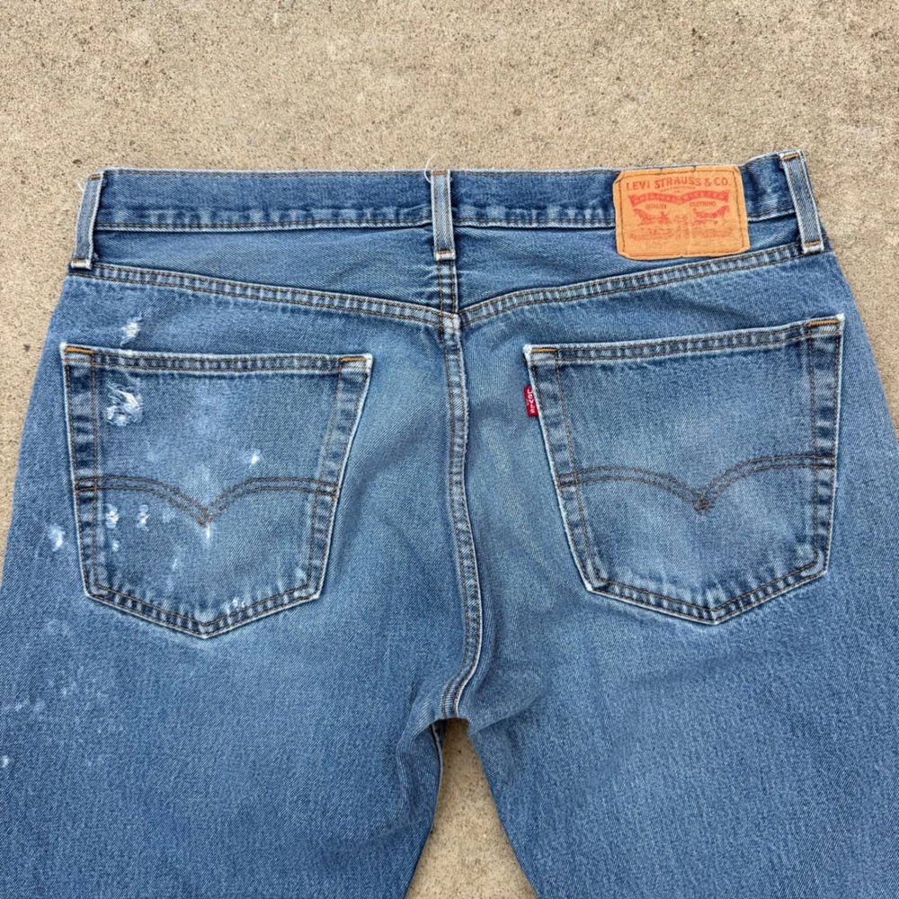 LEVI'S | Mens 505 Jeans 36W x 30L Blue Streetwear Y2K Distressed Denim - Picture 5 of 10